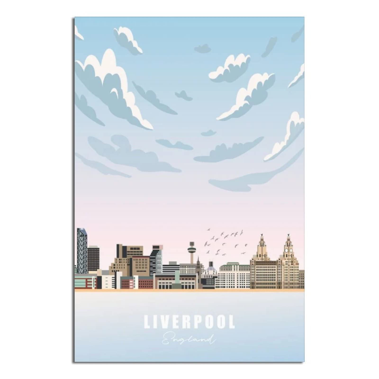 Vtgclt Unframe-Style England Liverpool Vintage Travel Posters City Seascape Canvas Painting Pictures Prints Wall Art For Bedroom Office Decor 20X30inch(50X75cm)