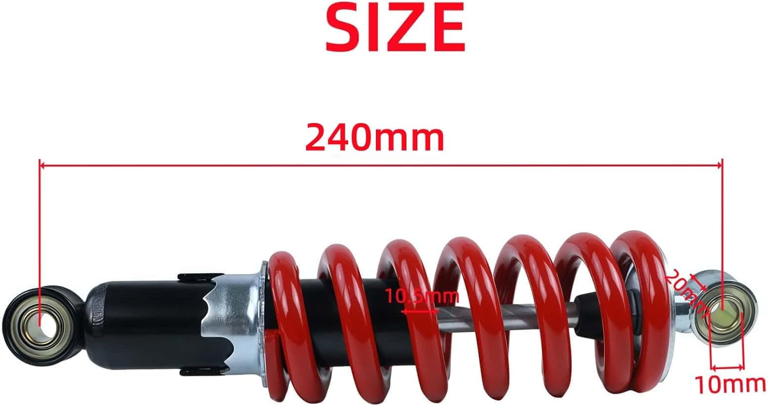 240mm/250mm/260mm/270mm/280mm/290mm Rear Shock Absorber Replacement for SDG SSR Pitster Lifan 110cc 125cc 140cc 200cc 250cc Pit Dirt Bike 980LB (240mm)