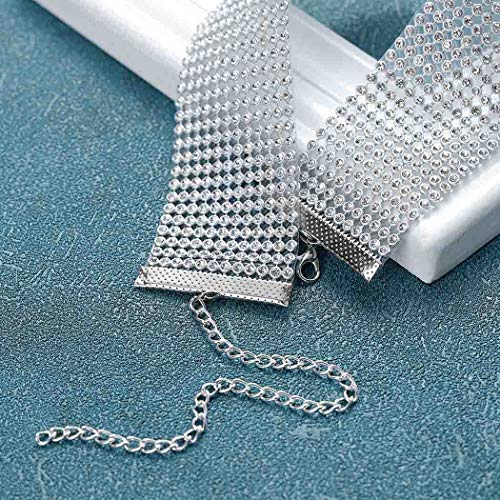 Nicute Silver Necklace Wide Rhinestone Choker Necklaces Chain Festival Crystal Collar Neck Jewelry For Women And Girls #TOP3
