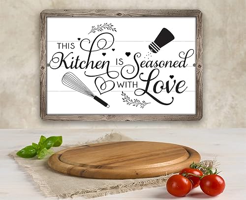 Miniatura 3 de Kitchen Seasoned with Love  Decoración de cocina de granja y exhibición de casa de campo familiar, letrero de comer en casa de campo, gran idea de