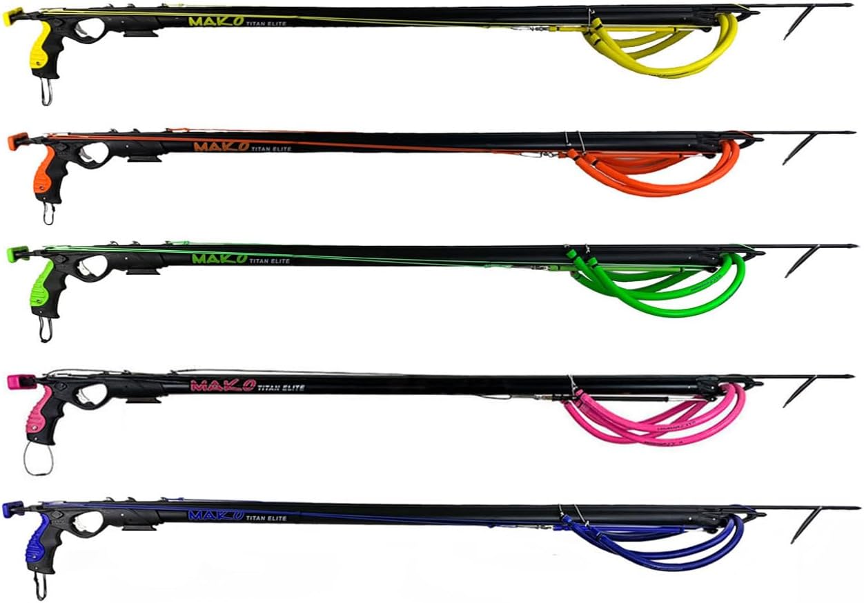 MAKO Titan Elite Speargun with Open Muzzle – Enclosed Track, Stainless Steel Double Roller Trigger, Sharkfin Spear – High-Performance Euro Speargun – Made in South Africa – Multiple Sizes & Colors