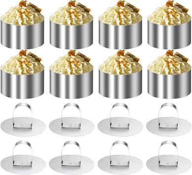 XxinXrong Pack of 8 Dessert Rings 8 cm, Serving Rings, Food Rings ...
