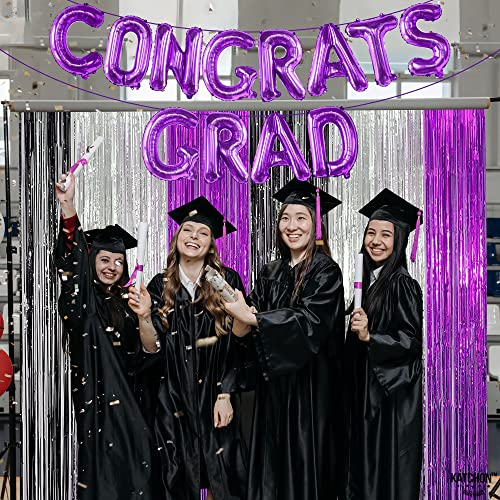 Image of KatchOn, purple Congrats Grad Balloons - 16 Inch | Congrats Grad Banner For Graduation Decorations 2026 | Congratulations Banner For 2026 Graduation Decorations | purple Graduation Balloons