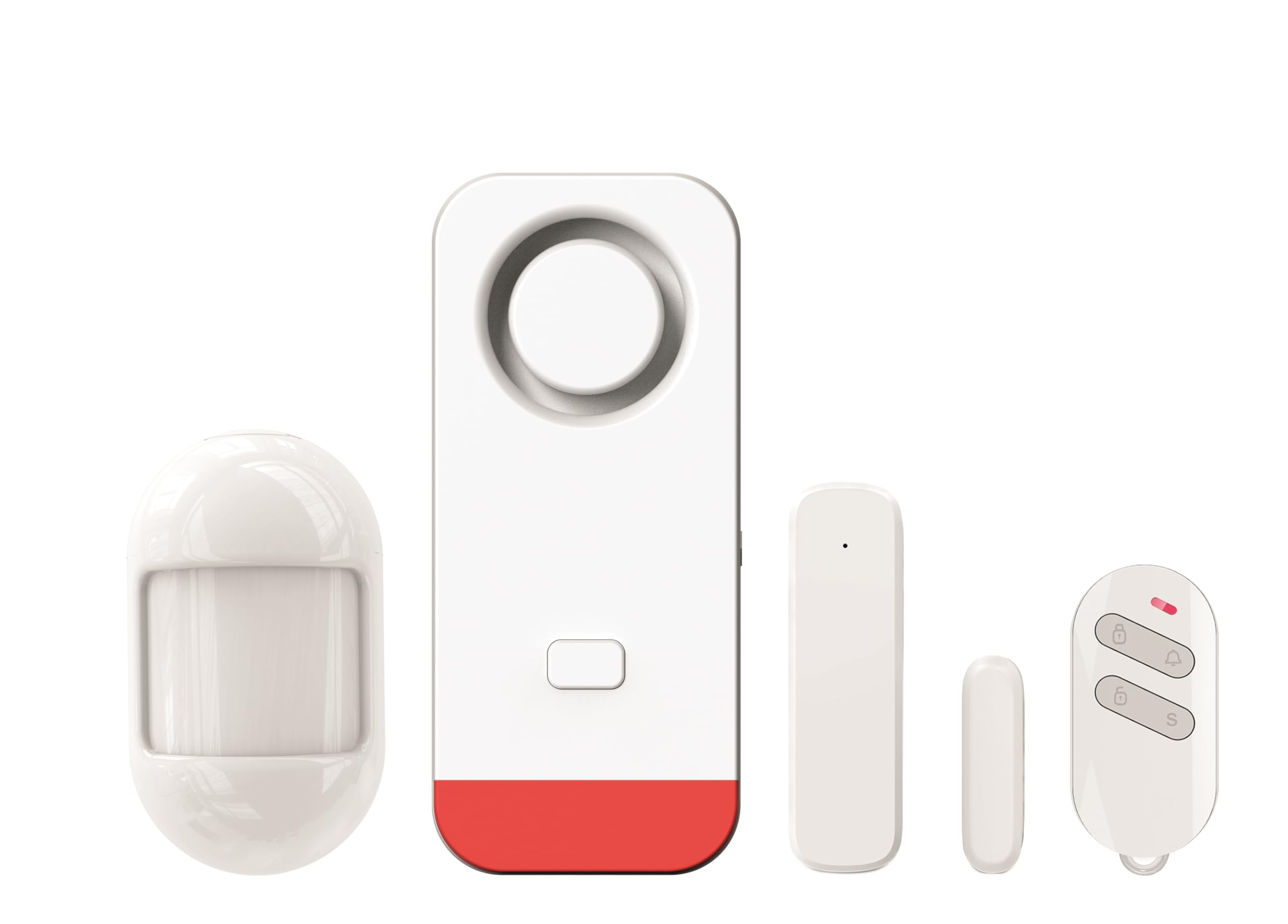 Energeeks - Sistema Alarma Local Radio Frecuencia - Protección Hogar - Incluye Sirena y Sensores de Movimiento/​Apertura - hasta 30 Sensores Adicionales - Control Remoto - Sin Necesidad de WiFi o gsm