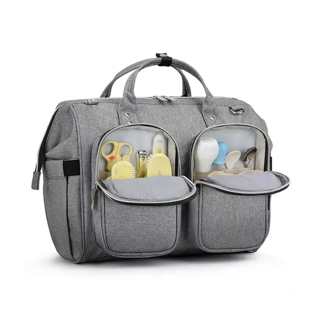 Chinmay Kids Waterproof Multifunctional Adjustable Spacious Baby Travel Large Nylon Designer Shoulder Nappy Mommy Bag Diaper Bag, Grey-picture-24