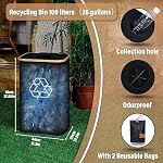 efluky Recycling Bin for Kitchen 26 Gallon, 100L Recycle Bin with 2 Removeable and Reusable Inner Bag, Large Recycling bin with lid for Bottle Can Plastice Stickers (Black) - Image 2