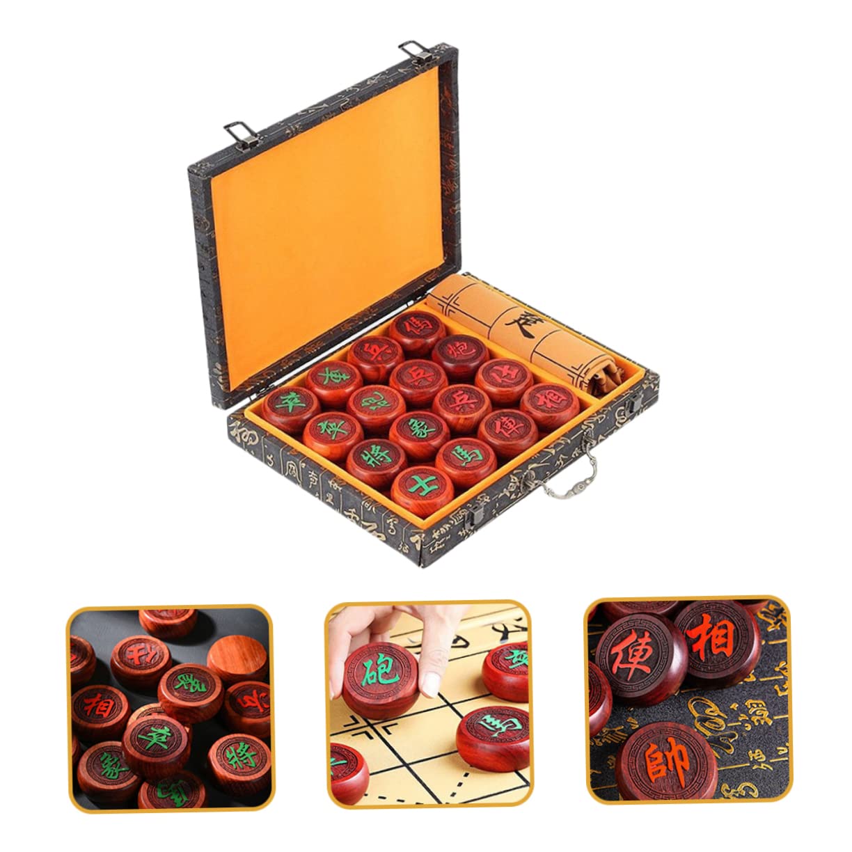 Alasum 1set Scacchi Cinesi Legno Per Adulti Include Tavola Legno Design Tradizionale Accessorio Per Gioco Casa e All Aperto Alta Stabilità e Resistenza
