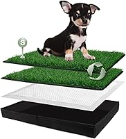 Vista 1 de Almohadilla de césped para perros con caja de arena plegable para perros, base de forro pequeña (23 x 15 pulgadas) para balcón, 2 almohadillas