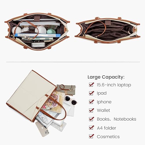 Miniatura 3 de LOVEVOOK Laptop Bag for Women, 15.6 inch Laptop Tote Work Teacher Bags Cancas Computer Shoulder Bag 2pcs Set