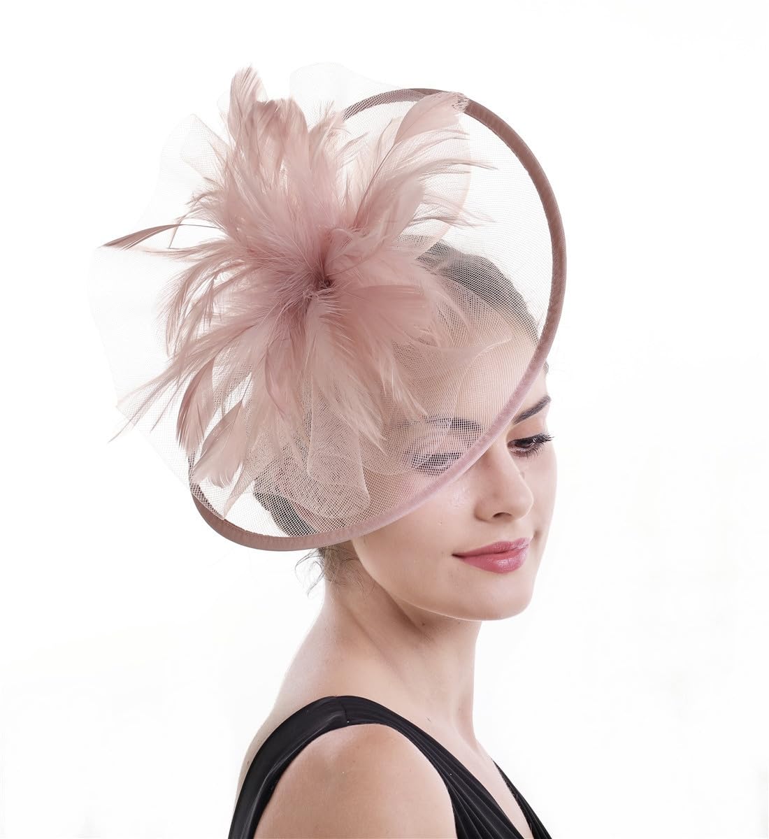 Women's Fascinators Feathers Tea Party Hat Veil Headband with Hair Clip for Cocktail Church