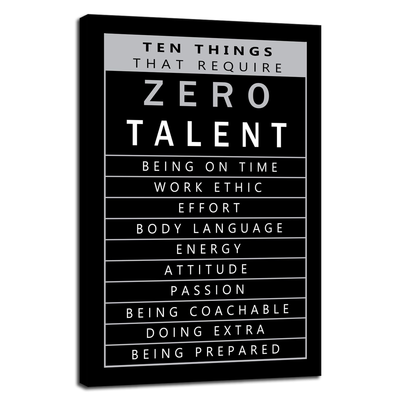 Inspirational Entrepreneur Quote Wall Art Office Wall Decor Motivational Ten Things That Require Zero Talent Success Poster Prints Picture Canvas Painting Artwork Home Framed Decor<12 x 18 inch> — image 1