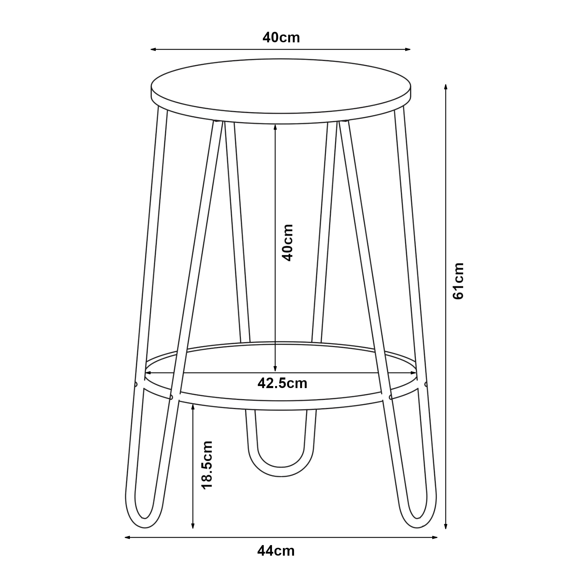 [en.casa] Table d'Appoint avec 1 Étagère Table Basse avec Surface de Rangement Bout de Canapé Table de Chevet Support pour Plantes Métal MDF 61 x 44 x 44 cm Noir Effet Chêne