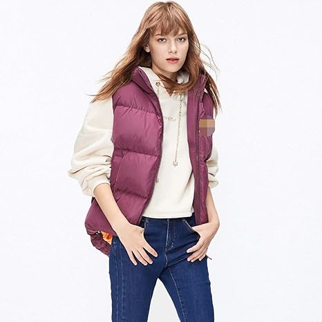 Amazon Co Jp 女性と女の子のためのベスト スタンドアップカラーダウンベスト 緩いコントラストレターベスト 裾巻きストリングライニング 秋冬温暖なノースリーブジッパーベスト ファッションベスト サイズ Prune Purple 175 92a Xl 服 ファッション小物