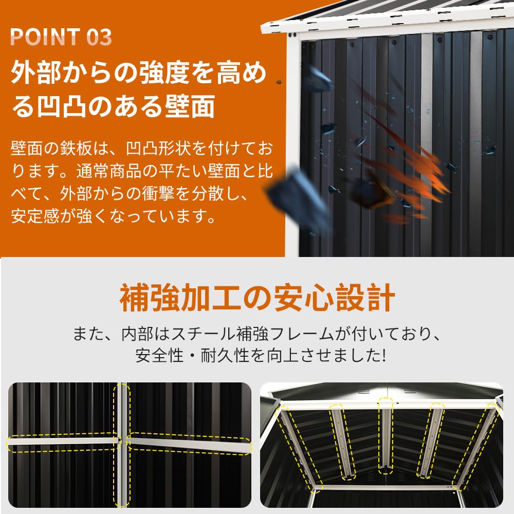 Amazon | 【グレー】 物置 屋外 スチール 倉庫 戸外収納庫 幅116
