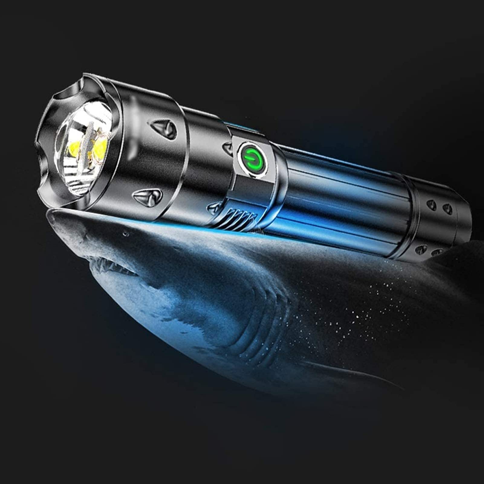 Linterna LED Recargable, Linterna táctica con USB, súper Brillante de 2000 lúmenes, Resistente al Agua IPX4, 3 Modos de iluminación, Linterna con Zoom for Acampar, Senderismo, Ciclismo