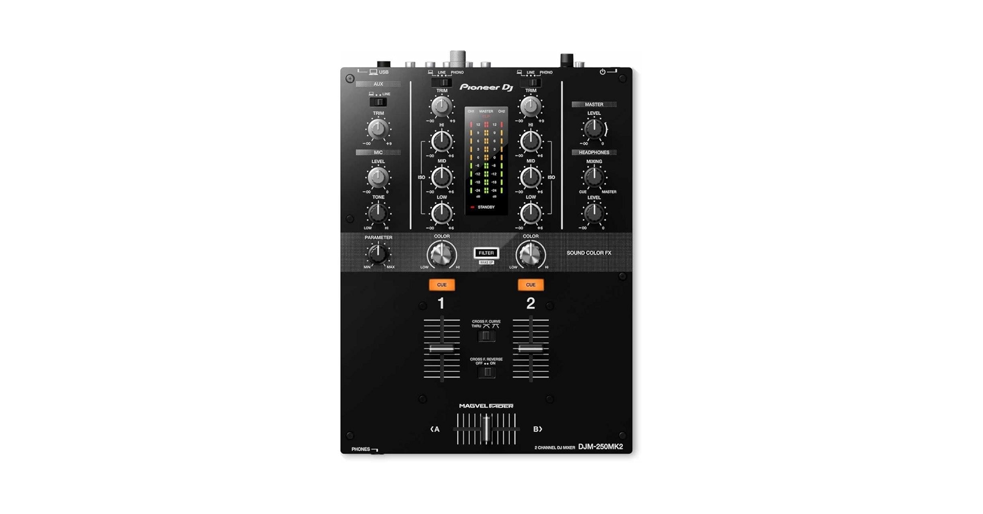 Pioneer DJ Misturador de DJ DJM-250MK2 com USB e 3 Canais