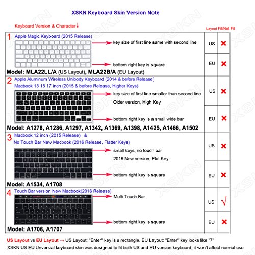 Xskn Hebrew/English Silicone Keyboard Cover Skin And Touchbar Protector For Macbook Pro 13 A1706 A1989 Macbook Pro 15 A1707 A1990 With Touch Bar Retina Display Us Version #TOP7