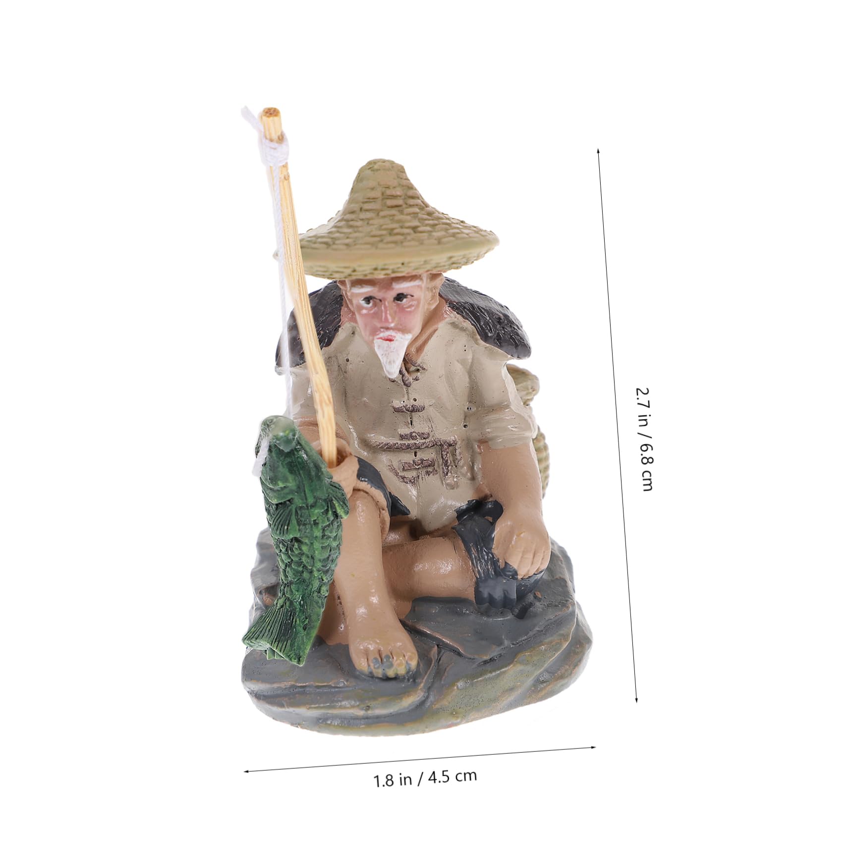 SOLUSTRE 2pcs Fisherman Fishing Ornaments Aquarium Decoration Decorations Shaped Indoor Pond Decor Mini Fisherman Figurine Aquarium Accessories Fish Tank Sand Small Outdoor Resin Brown
