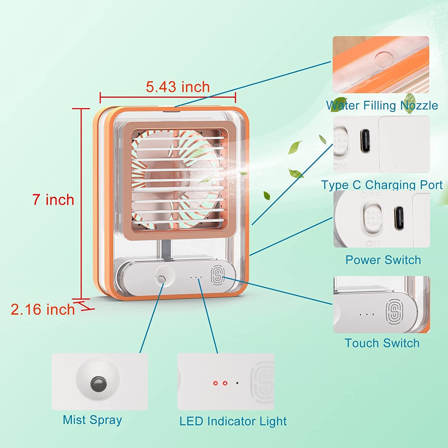 Frida humidifier USB-C port diagram
