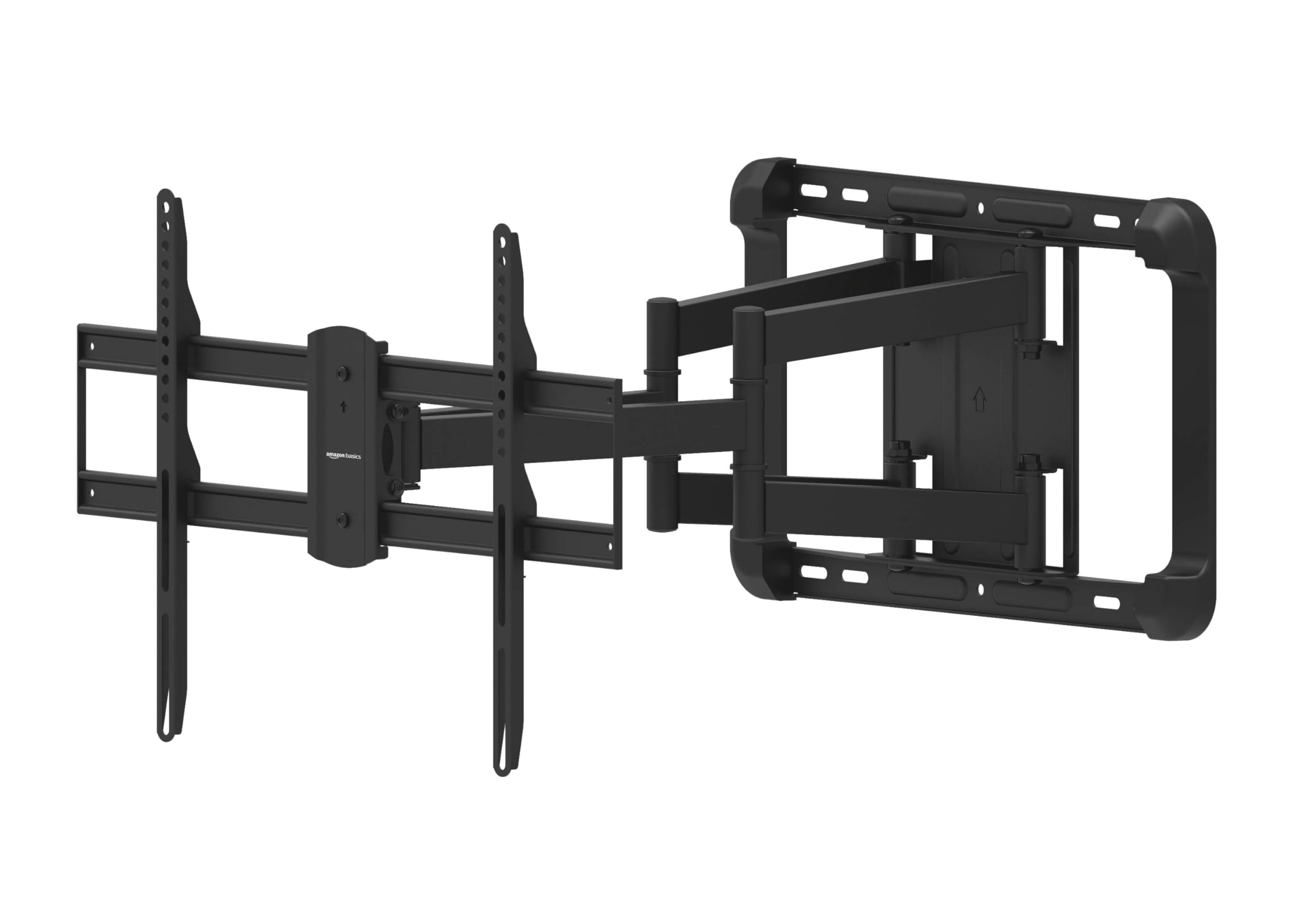 Amazon Basics Heavy Duty Extension Dual Arm, Full Motion Articulating TV Mount for 37" to 80" TVs up to 132 lbs, Fits LED LCD OLED Flat Curved Screens, Black