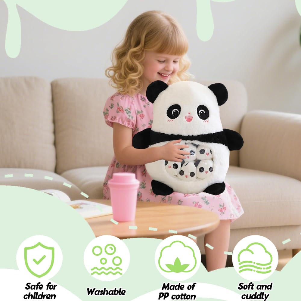Rppiup Plush Pillow, Cute Snack Pillow, Stuffed Animal Toys with 6 Removable Baby, Soft & Huggable Plushie Toy - Image 4