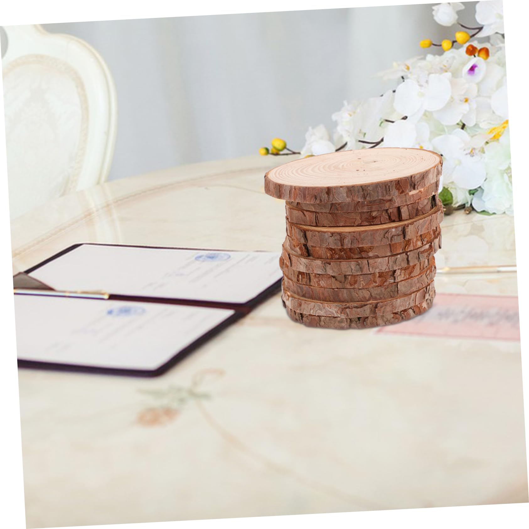 jojofuny 10pezzi Cerchi Rotondi in Legno Naturale Fette Legno Per Decorazioni Artistiche Kit Fai Da Te Per Centrotavola Dischi Non Finiti Da Matrimonio