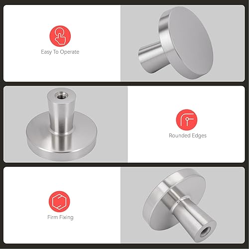 Miniatura 4 de homdiy Paquete de 15 pomos redondos de níquel cepillado para gabinete, manijas de cocina, accesorios de metal de aleación de zinc para aparador,