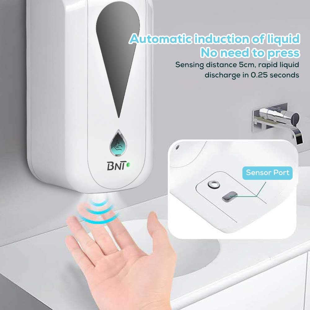 BNT Alcohol Spray Hospital Hand Sanitizer Machine Soap Dispenser Automatic Touchless Touch Free Wall Mounted Motion Sensor Smart Soap Dispenser for Toilet Restaurants Home 1200ML