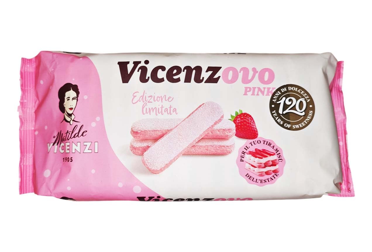 Savoiardi Pink Vicenzovo alla Fragola, Edizione Limitata per vicenzi, 200g (2025) [BOX con 8 Confezioni]