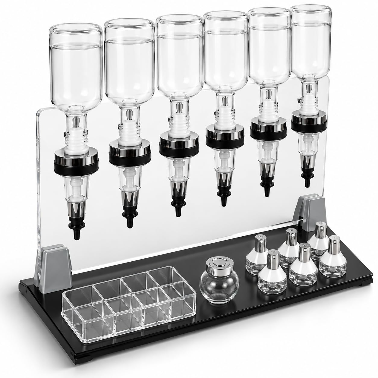 Dispensador de líquido manual para encimera con botellas de vidrio y