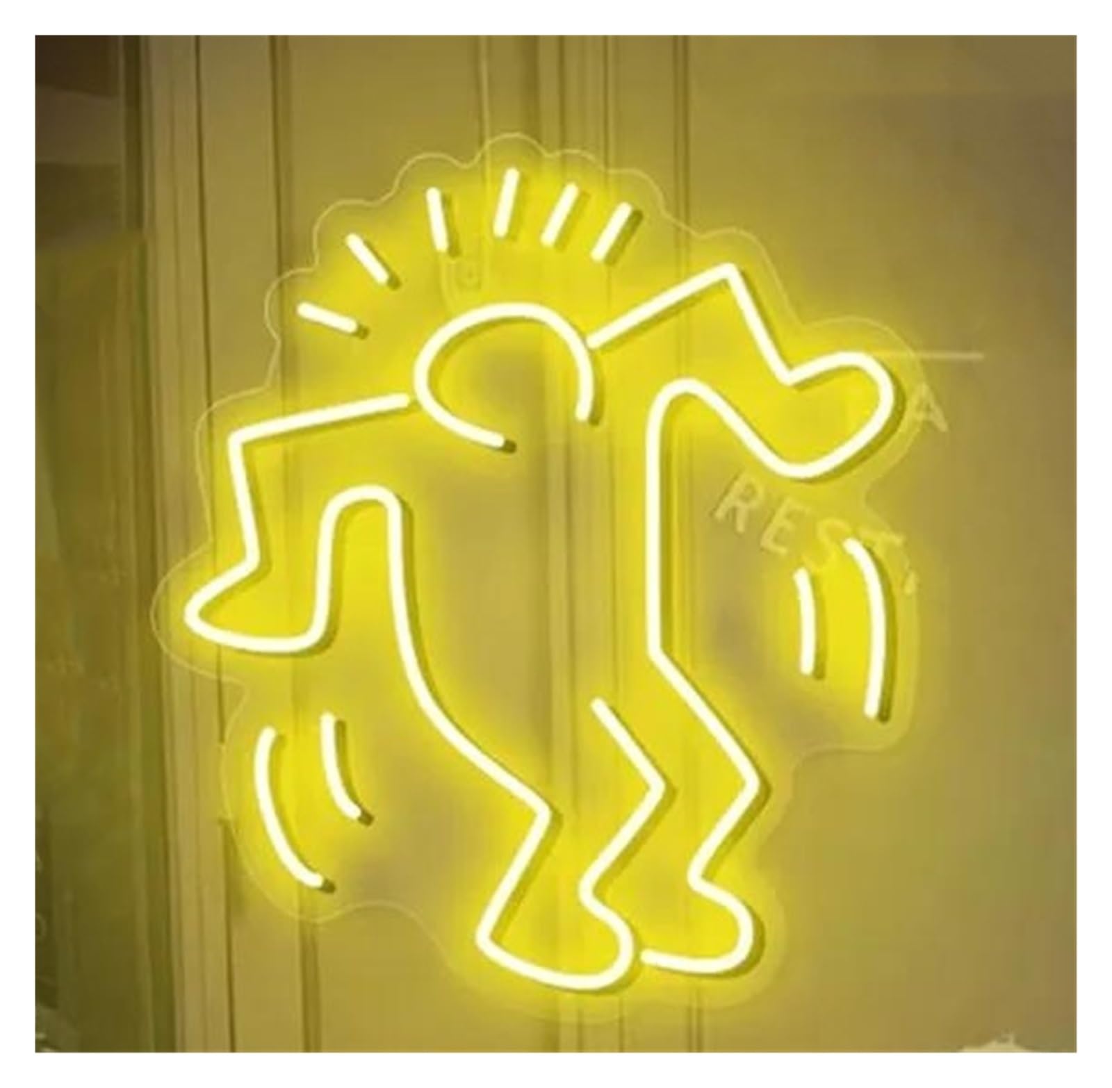 SHOUXI Sign Lamp Dancing Man Neon Sign, Art Wall Decor for Bedroom Neon Light Sign 40cm(Yellow)