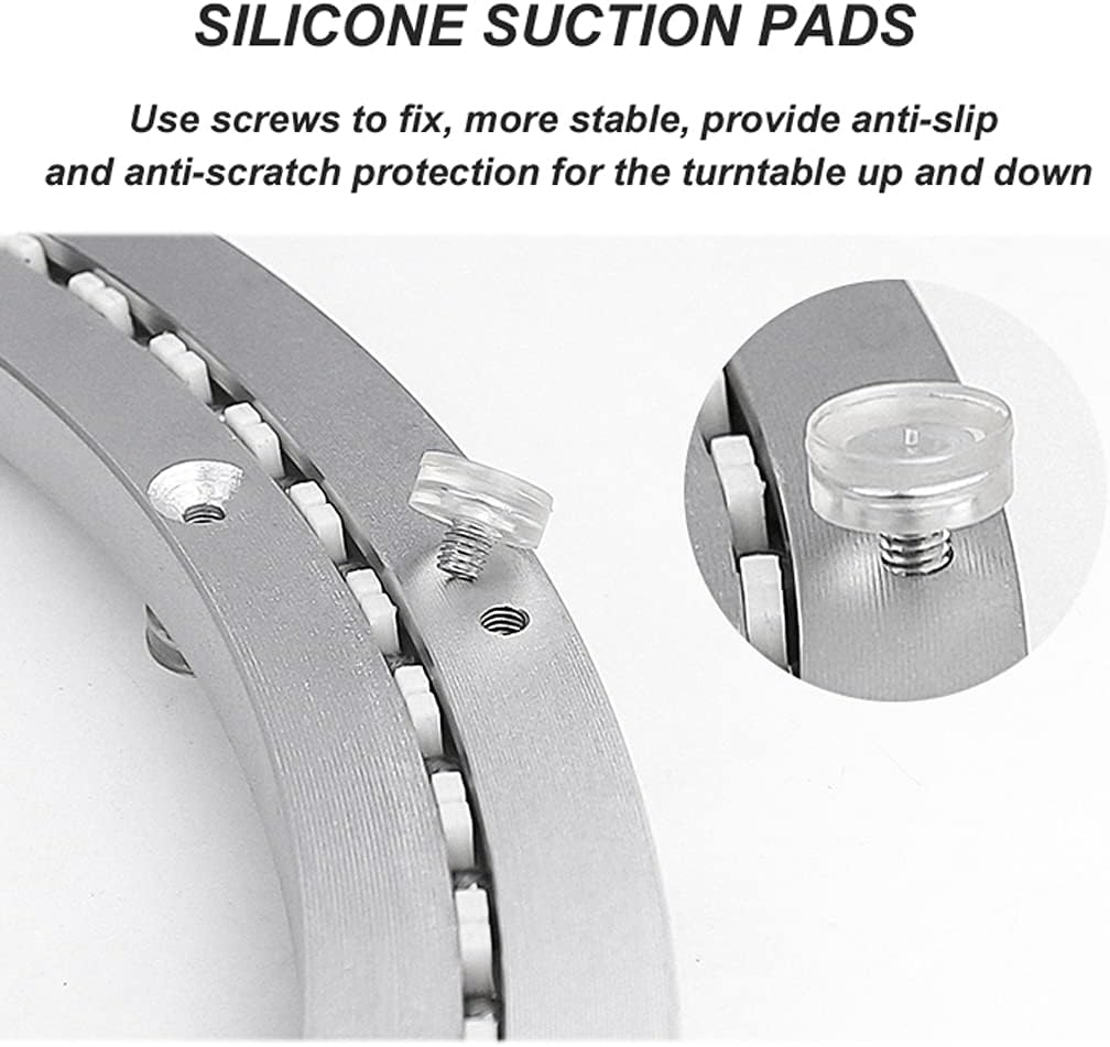 24" Swivel Turntable Lazy Susan Heavy Duty Aluminium Alloy Rotating Bearing Turntable Round Dining Table for Charcuterie Board Dining Table Heavy-Duty 140kg Capacity