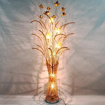 Metal Wire Setaria and Lotus Floor Light Modern LED Standing Lamp 7 Lights Gold Floor Lamp for Living Room Bedroom