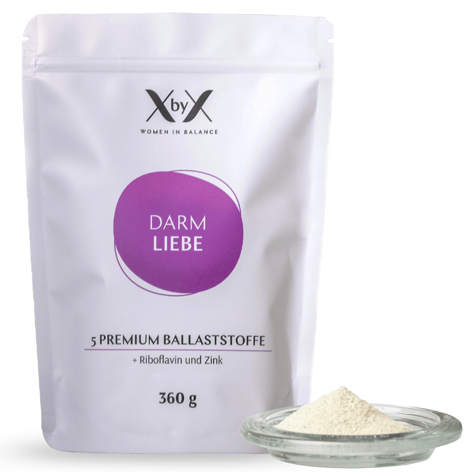 XbyX Darm Liebe | Gesund Abnehmen dank Premium Ballaststoffen | Vegan |  Glutenfrei | 360g Pulver zur Untersttzung der Darmgesundheit | Ohne  Sstoffe ...
