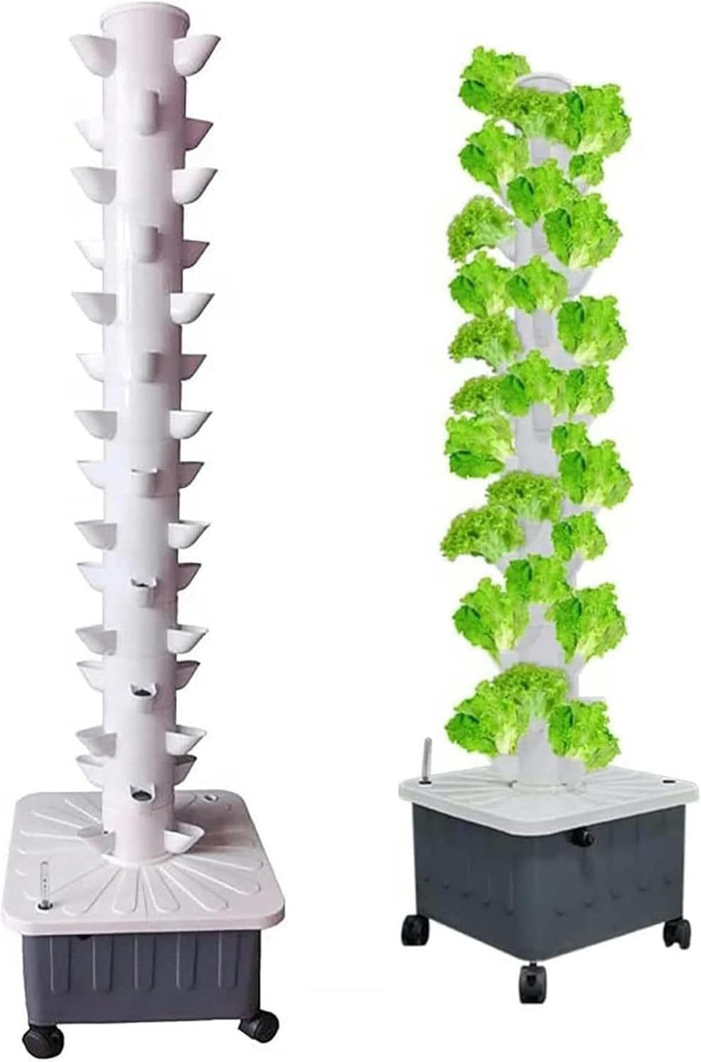 Torre hidropónica, Kit de Cultivo hidropónico aeropónico para Frutas y Verduras con Bomba hidratante, Adaptador, macetas de Red, Temporizador para Frutas, Verduras y 30 Agujeros