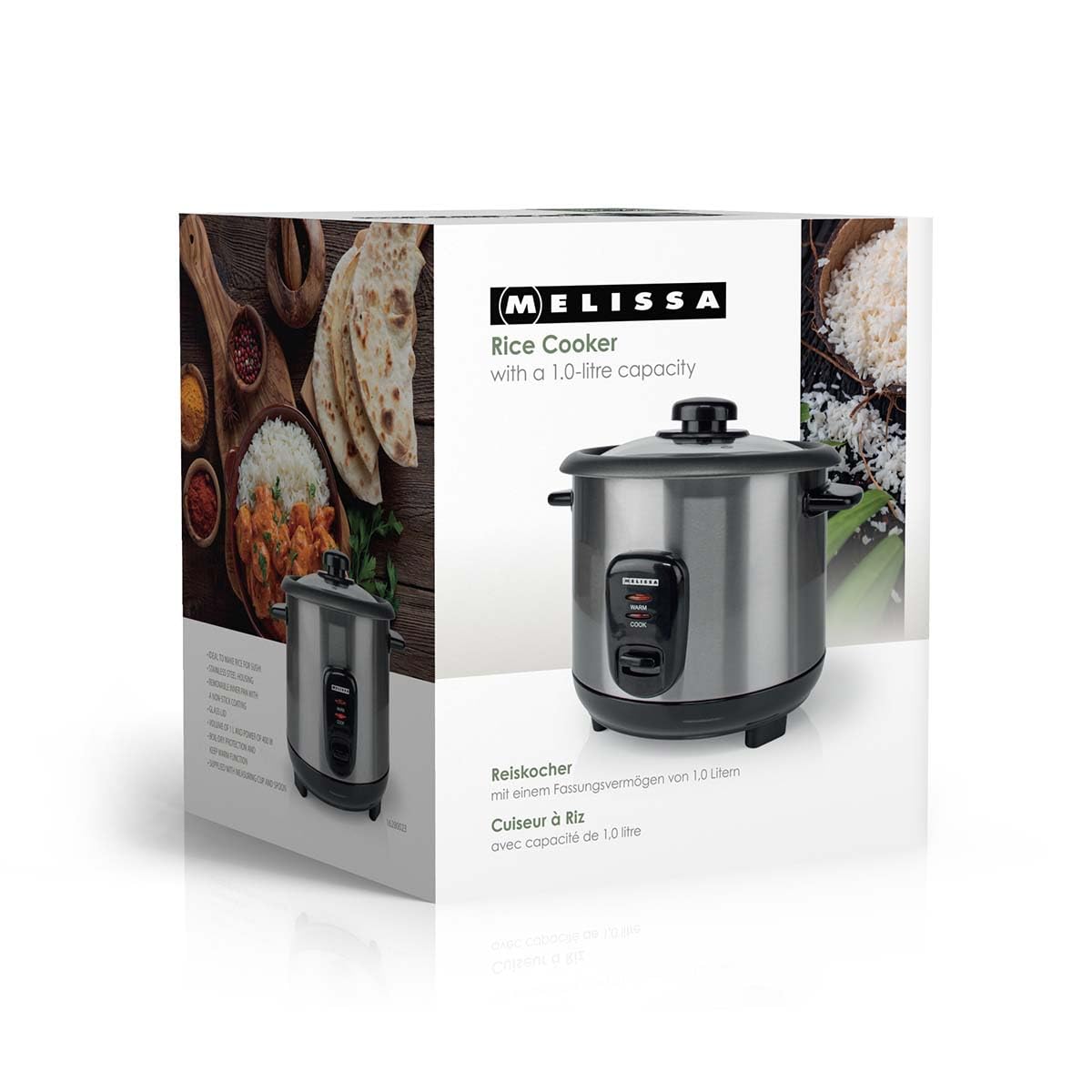 Melissa Cuociriso con capacità 1,0 l - 400 W - rivestimento antiaderente - alloggiamento in acciaio inox - inserto per cottura a vapore - funzione di mantenimento al caldo - spegnimento automatico