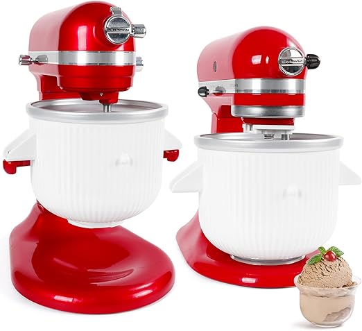 Gdrtwwh Ice Cream Attachment for Kitchenaid Stand Mixer,Ice Cream & Sorbet Gelato Maker,Fits Kitchenaid 4.5-5Qt Stand Mixer and 5-6-7Qt Bowl-Lift(Dishwasher Safe)
