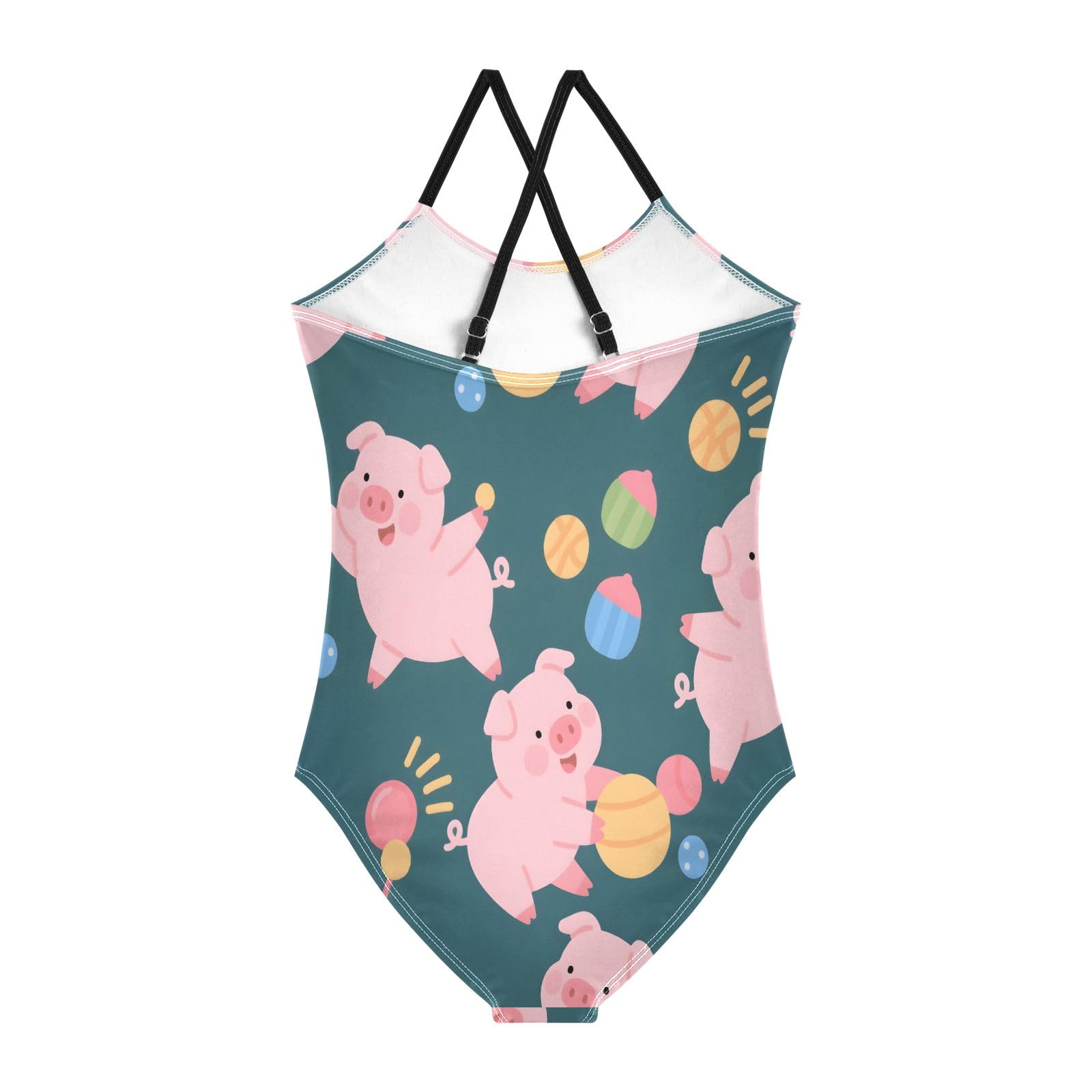 Cute Pig Pattern Girls One-Piece Swimsuit Beach Swim Bathing Suit