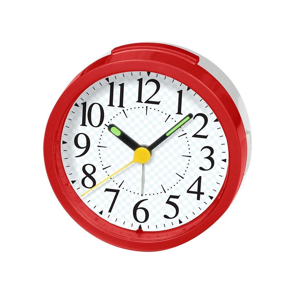 Piccolo orologio con sveglia da viaggio silenziosa senza ticchettio, con funzione snooze e luce notturna, colore carino per bambini, allarme con suono crescente, facile da impostare, dimensioni p