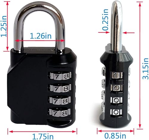 Miniatura 10 de Candado de combinación de 4 dígitos para exteriores, impermeable, para casillero de gimnasio escolar, casillero deportivo, valla, caja de