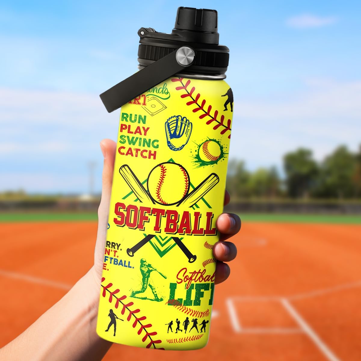 Softball Gift Water Bottle With Lid, 32oz Insulated Stainless Steel Sport Bottles - Gift for Softball Players Fan Coach - Image 8