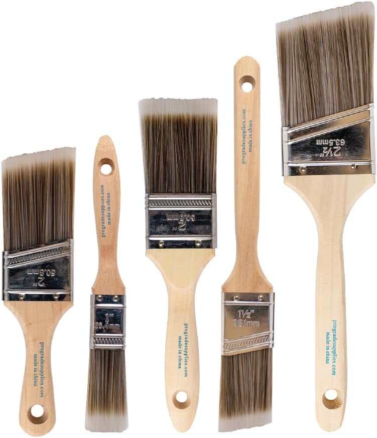 Pro-Grade Wall/Trim House Paint Brush Set for Professional Painter and Home Owners Painting for Cabinet Decks Fences Interior Exterior and Commercial Paints