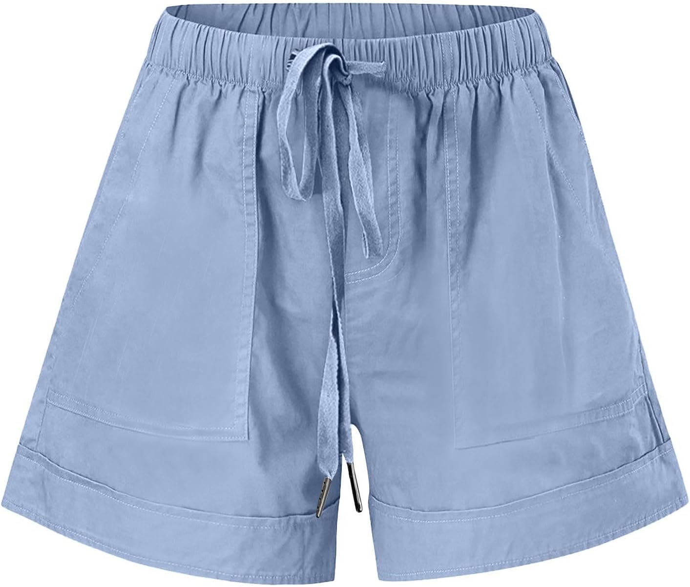 Soft Comfy Bermuda Shorts for Women Loose Fit Elastic Waist Drawstring Casual Summer Beach Lounge Shorts with Pocket