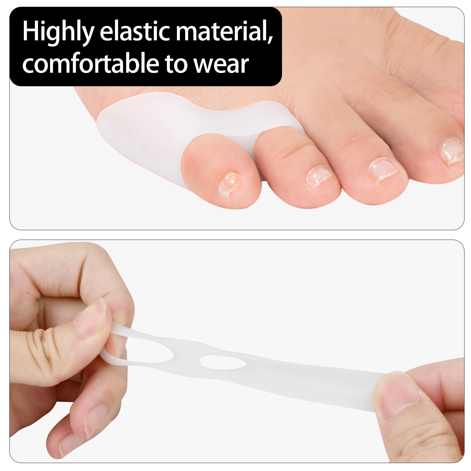 Confezione da 4 separatori in gel per dita dei piedi, separatori a doppio foro, raddrizzatore per dita dei piedi, separatori per dita sovrapposte, raddrizzatore per dita a martello, divisori per