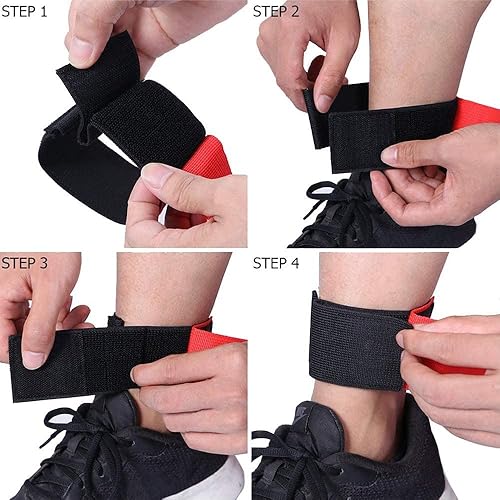 Miniatura 4 de Bandas de carreras de 5 patas, juegos de campo para adultos y niños, juegos gigantes para patio, césped, campamento, playa (rojo y amarillo)