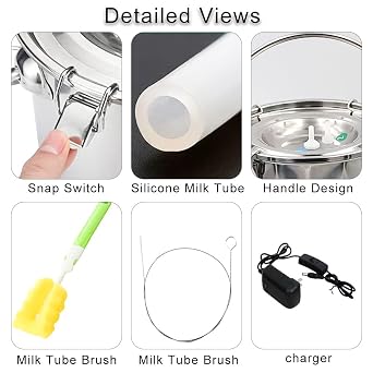 Milking Machine, 5L Electric Pulse Cow Milking Machine, Portable Vacuum Sheeps Cows Milk Machine Pump, Bionic Suction And Stop Automatic Function for Dairy Cow Goat, Home Small-Scalefarm (For Cattle)