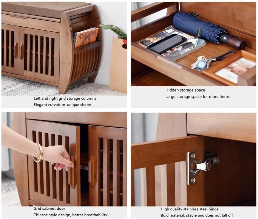 Shoe Storage, Shoe Rack Bench with 2/3 Doors, Shoe Bench with Seat Cushion, Storage Bench, Entryway Shoe Organizer for Entryway, Bedroom(Size:72 * 32 * 46.5cm)
