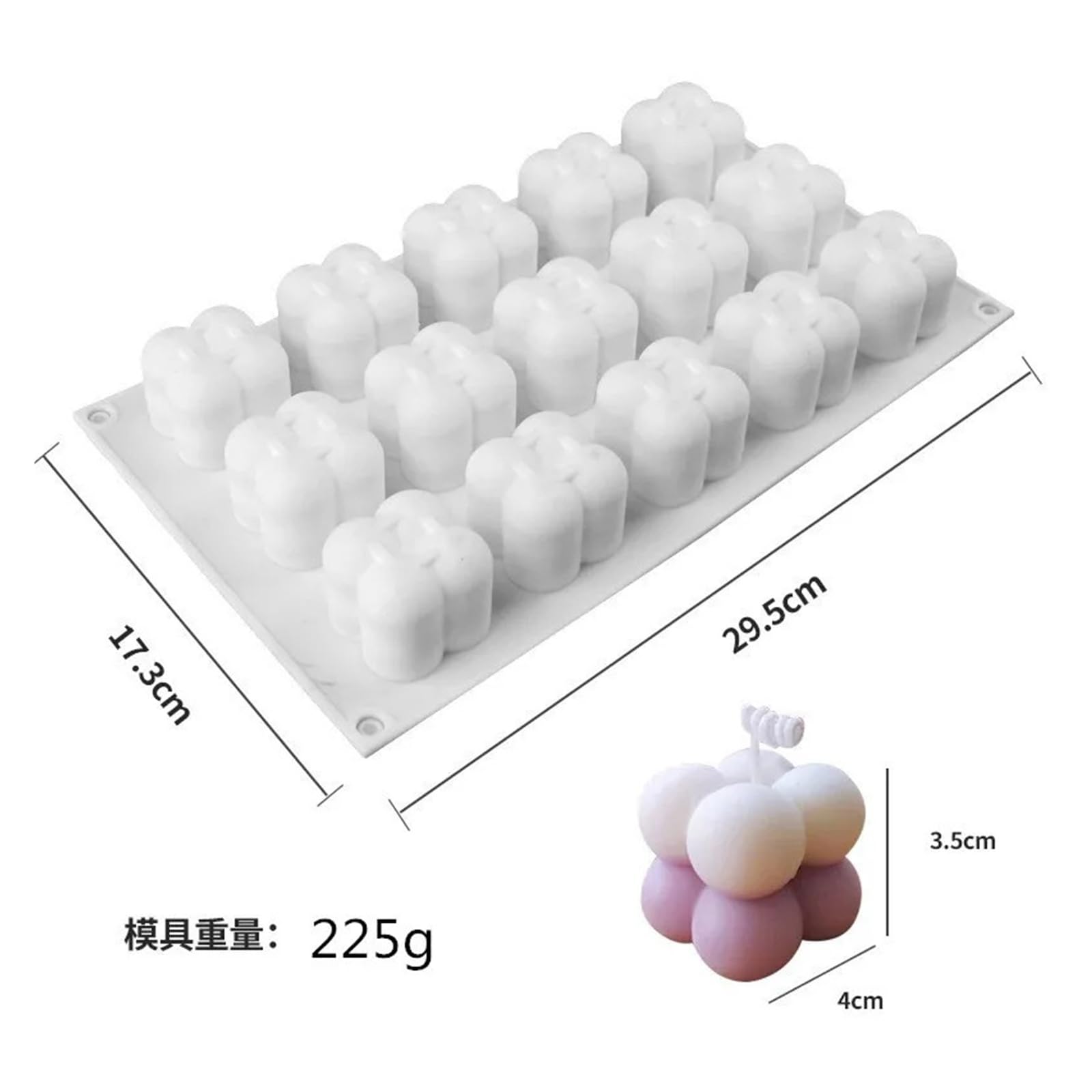 Mini cubo 3D de 15/6 cavidades for hornear molde for tarta o Mousse, moldes cuadrados de silicona for postres, utensilios de cocina for horno, molde de escayola for velas(Dark Khaki)