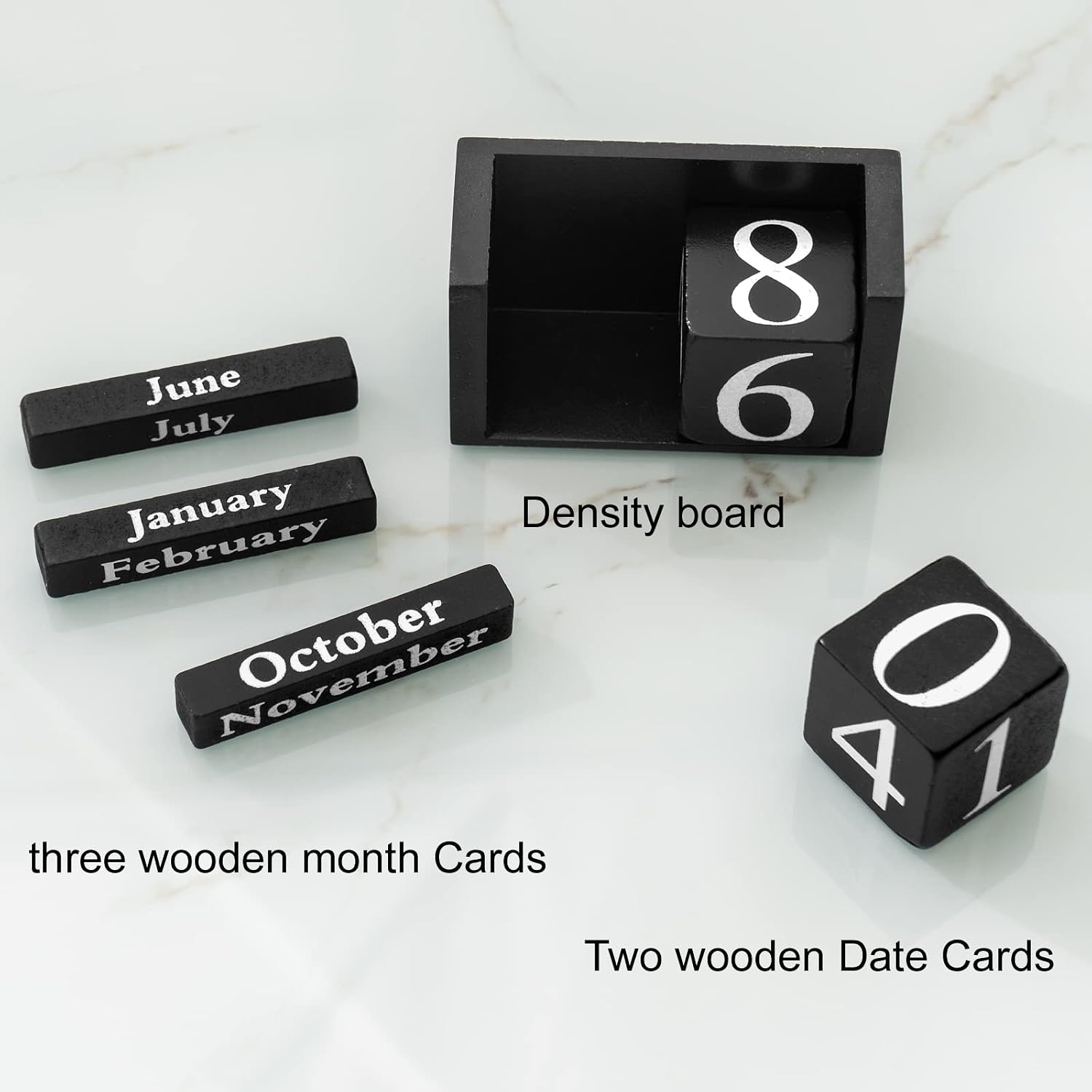 Perpetual Desk Calendar Wooden Block Calendar for Desk Reusable Date Display Blocks for Office Home Decor Teacher Classroom Accessory (1Pcs Black Calendar) image 3