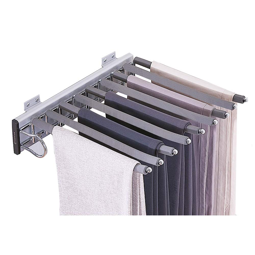 Porte-pantalons gain de place télescopique avec compartiment coulissant fluide